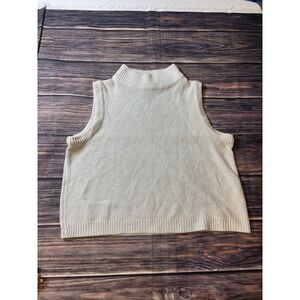 Sleeveless Turtleneck Knit Vest - Cream